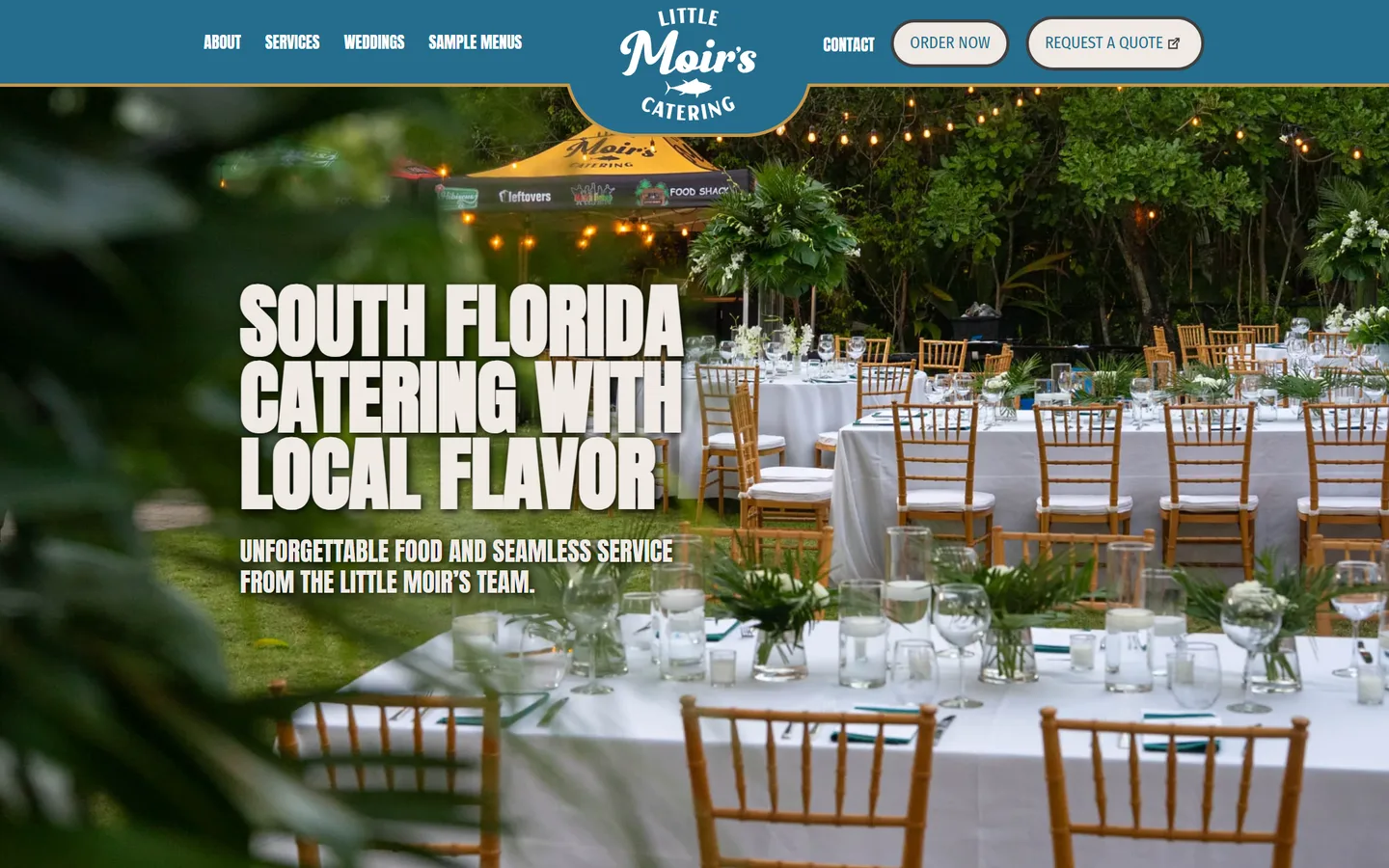 Homepage of the Little Moir's Catering website built by Wavelength