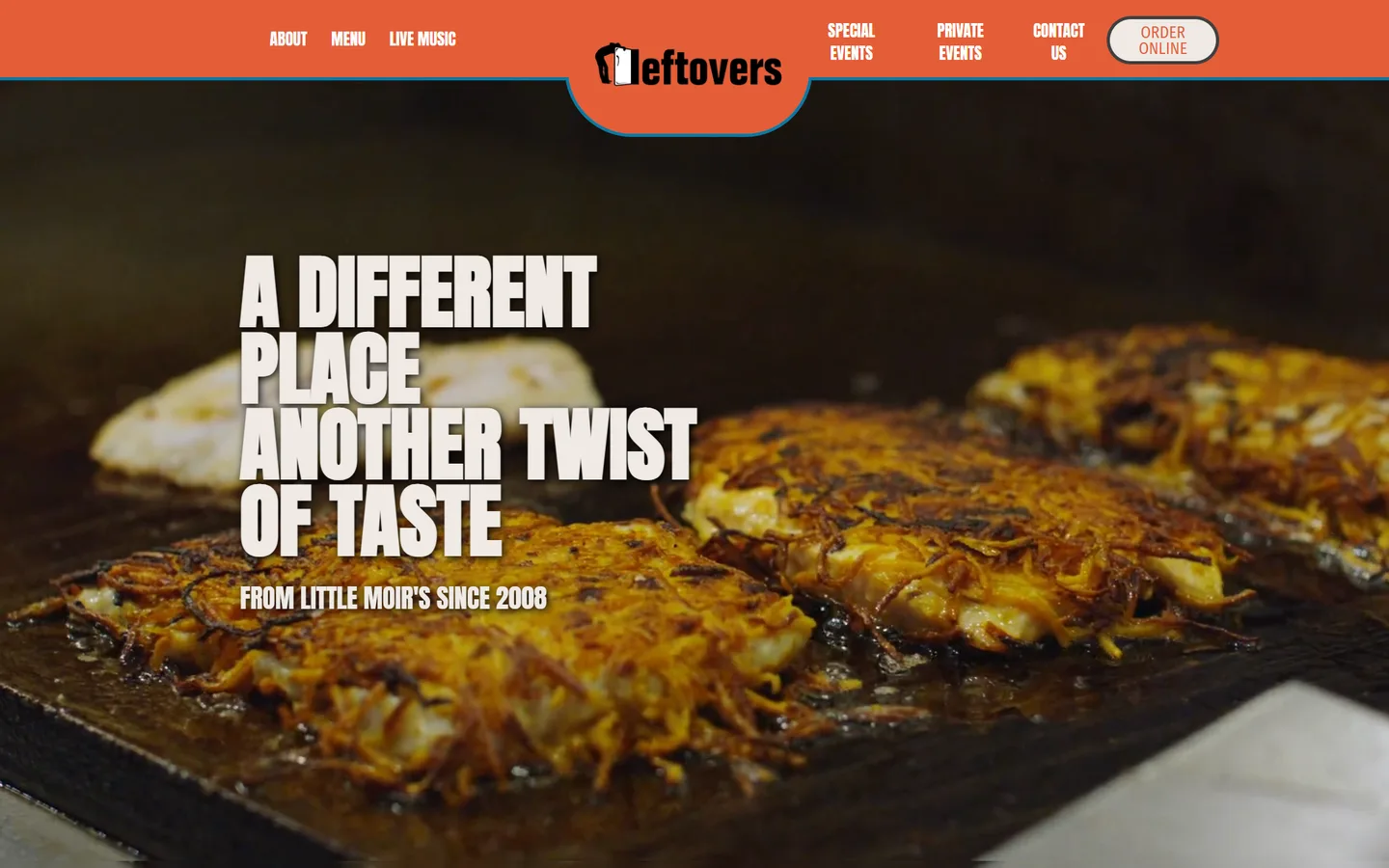 Homepage of the Leftovers Café website built by Wavelength